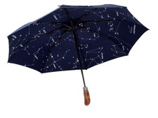  Designed in UK Umbrella Handmade Real Wood Handle-Dark Navy with Sophistica...