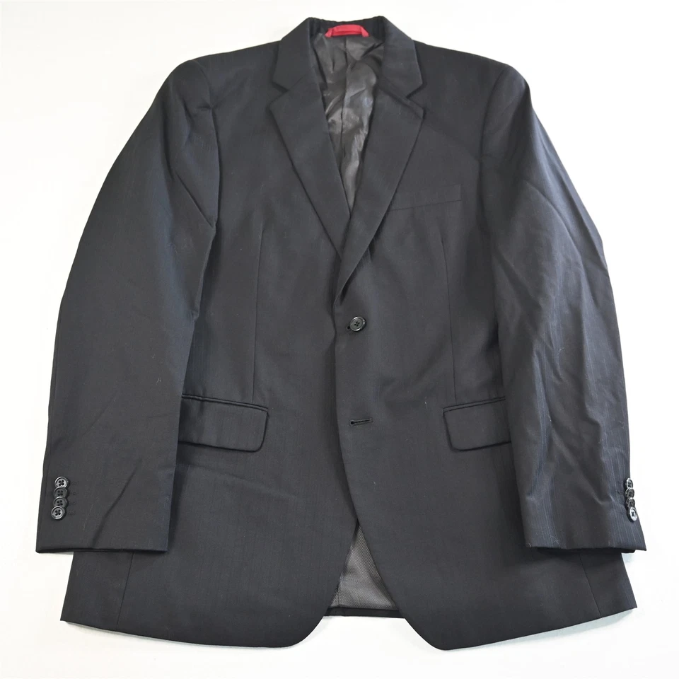 Alfani 40R 36 x 32 черный в полоску 100% шерсти Мужская куртка брюки костюм - Изображение 2 из 4