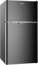 BANGSON Mini Fridge with Freezer, 2 Door Small Refrigerator Black