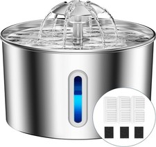 Stainless Steel Cat Water Fountain Pet Drinking Fountain Dispenser for Cats NEW