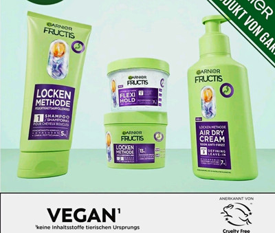 Garnier Fructis Locken Methode Set Shampoo + Air Dry Cream vegan 72h