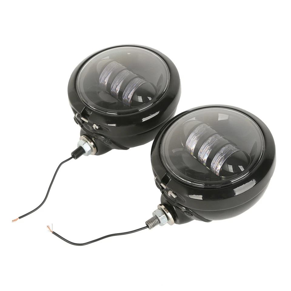 Luces antiniebla LED auxiliares negras de 4,5" para Harley Foto 2 de 4