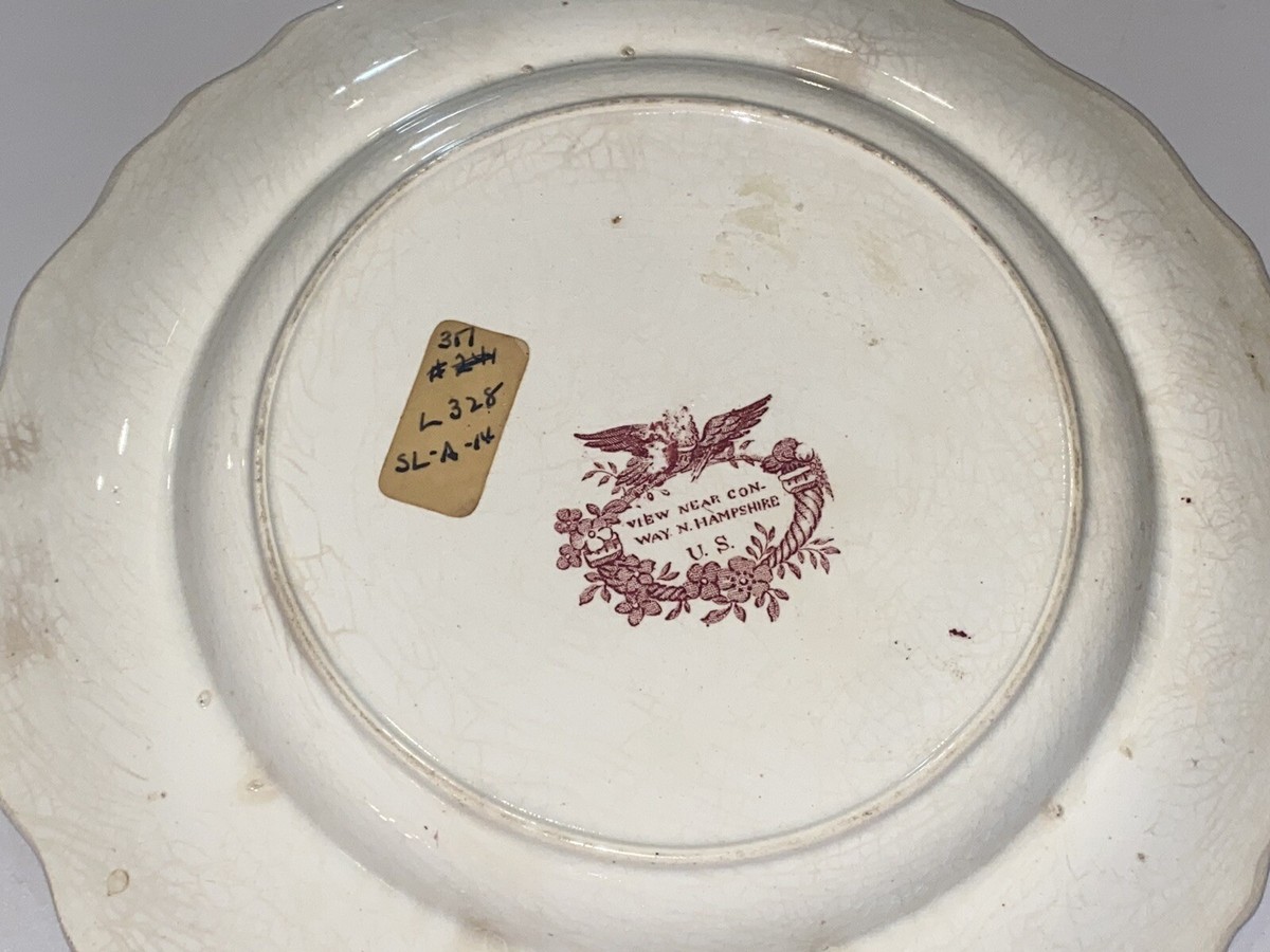 LNRP6 Historical Staffordshire Pink Transfer Plate Near Conway New
