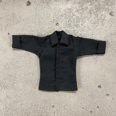 SU-RSVSHT-BLK: Black Dress Shirt w/ roll-up sleeve for 6'' Mezco Nota slim body