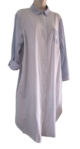 Lauren Ralph Lauren Pin Stripe Shirt Dress Blue White Ladies XL Minor Flaw GUC - Picture 3 of 21