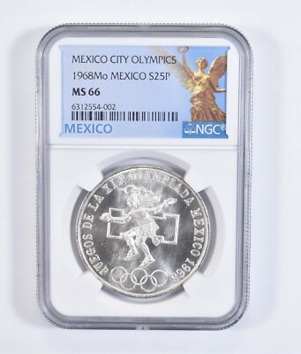 1968 MO Mexico 25 Peso MS66 Olympic NGC Silver | eBay