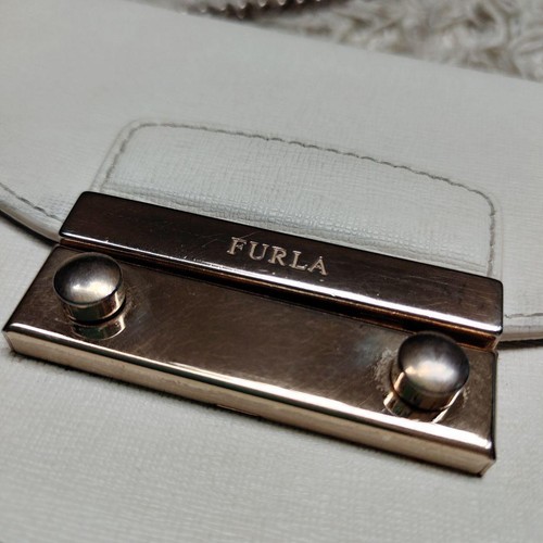 Furla Metropolis Shoulder Bag Red Chain Studs From Japan - Picture 7 of 10