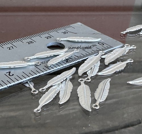 Dijes de plata pluma 10 piezas 20x4 mm #GARDRWBAIL - Imagen 4 de 6