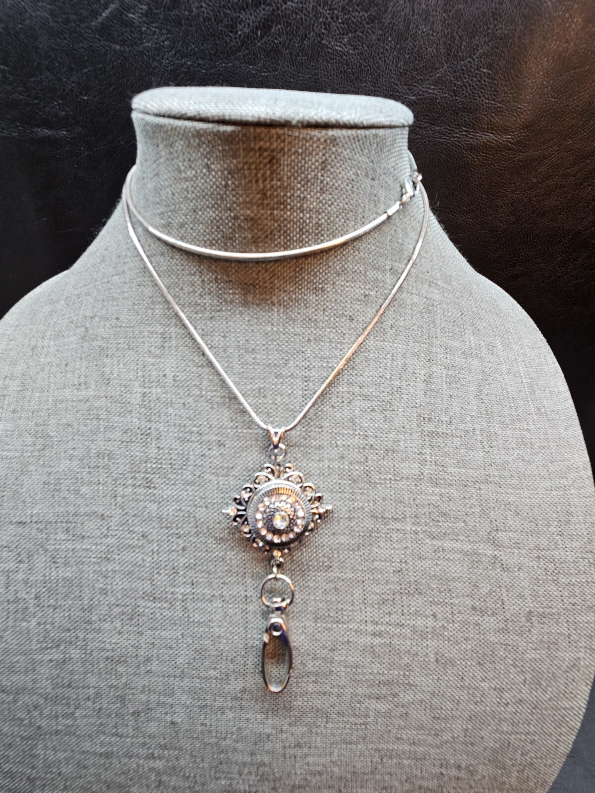 Silver Tone Snap Twistable Interchangeable Pendan… - image 1