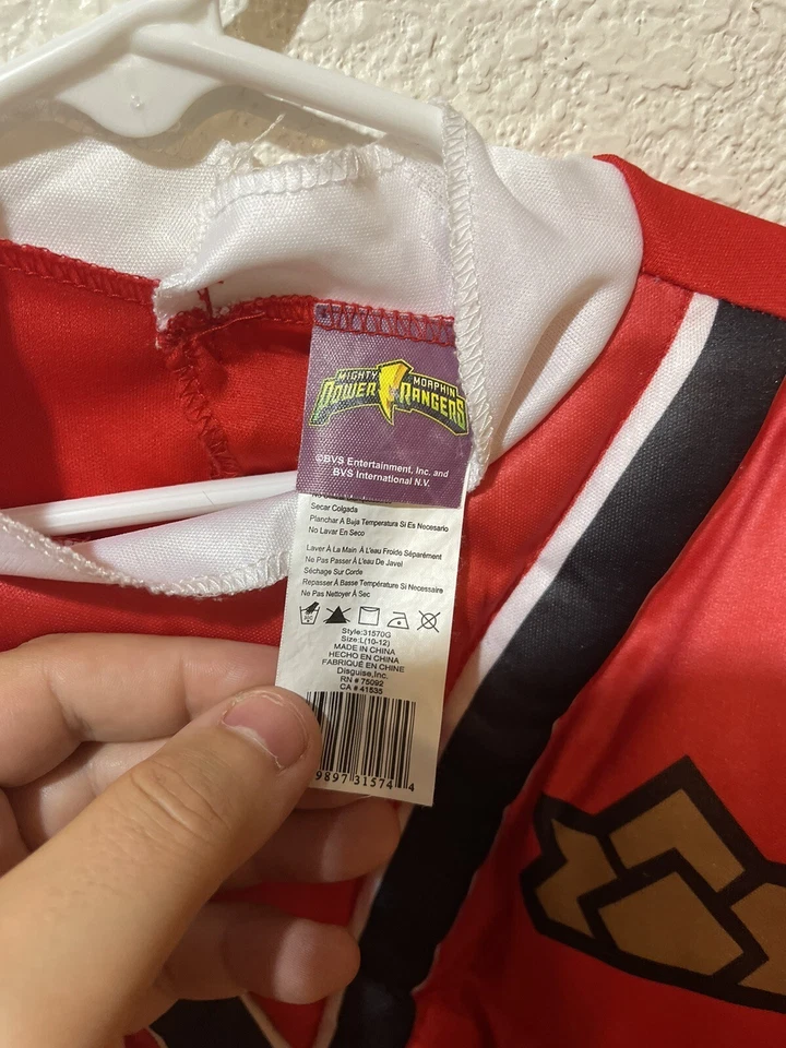 Disfraz clásico Power Rangers Mighty Morphin Red Ranger Muscle para niño 10-12 Foto 3 de 3