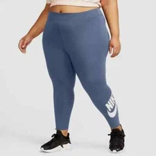 Nike Women's Diffused Blue/White Graphic HW Leggings (FB3097-491) 1X/2X/3X/4X