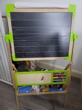 2 in 1 KIDS WOODEN EASEL BLACKBOARD WHITEBOARD CHILDRENS DRAWING ART CHALK BOARD