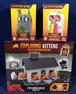 3 EXPLODING KITTENS Collector C3 Construction Sets HOUSE SCENE Dynamite RAINBOW 