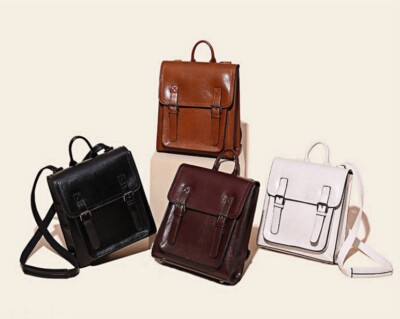 Oil Wax Genuine Leather Women Backpack Cross Body Shoulder Bags Cowhide School D Oil Wax Genuine Leather Women Backpack Cowhide Shoulder Bag main image 4