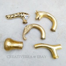 Lot of 5 Vintage Style Solid Brass Head Handle For Walking Stick Cane For Shaft