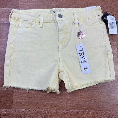 Celebrity Pink Girls Denim Jean Shorts Yellow Girls Size 14 High Rise NEW