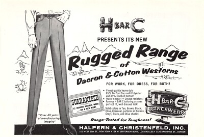 H Bar C Halpern & Christenfeld Western Wear Cowboy Clothing Vtg Mag Print Ad