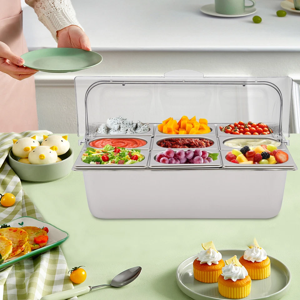 Food Serving Container Flip Top Serving Container with Lid + 9 Spoons & Clamps - Image 2 of 4