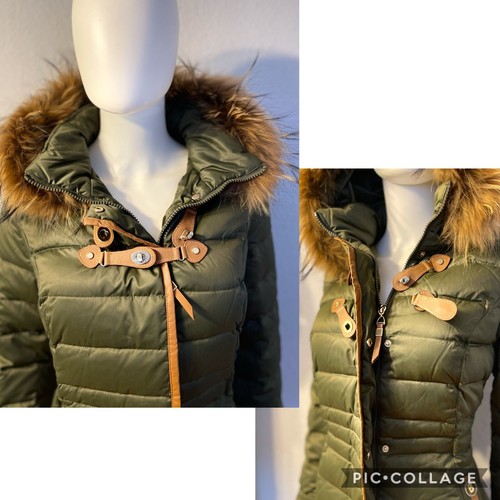 NWT WOMEN'S DOWN PARKA PUFFER WINTER COAT KHAKI JACKET REAL FUR TRIM HOOD RP$790 - Picture 5 of 12