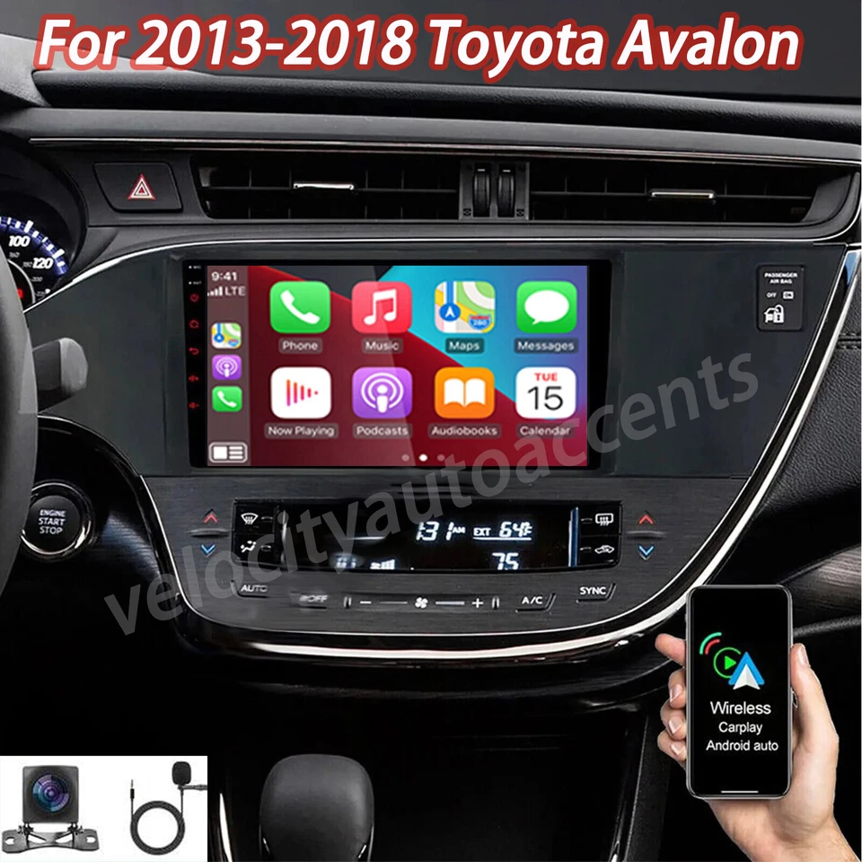 For 2013-2018 Toyota Avalon 9" Carplay Radio Android 13 GPS WIFI W/Camera - Image 3 of 4