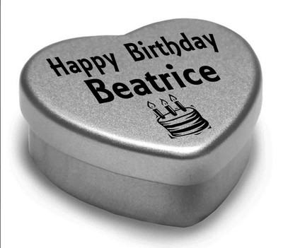 Joyeux Anniversaire Beatrice Mini Coeur Tin Cadeau Pour Beatrice Avec Chocolats Ebay