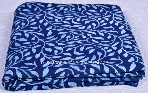 3 Yard Indian Hand Block Print Fabric Dabu Indigo Natural Running Cotton Fabric - Picture 2 of 2