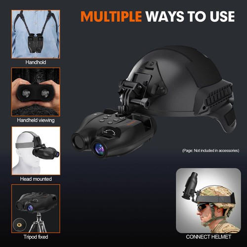 Helmet 3D Nachtsicht Brille IR 1080P Infrarot Fernglas Kopf Halterung mit 32G TF - Bild 5 von 22