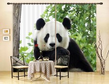 3D Panda Leaf ZHUA178 Animal Blockout Photo Curtain Fabric Window Zoe