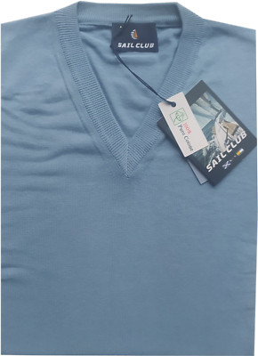 HERREN SHIRT V-Ausschnitt Pullover 100% Baumwolle M L XL XXL 3XL himmlisch MADE IN ITALY