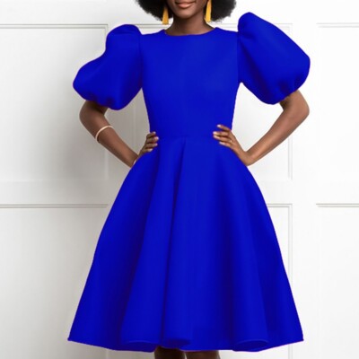blue swing dress with sleeves Blue vintage velvet dress "Juliane Velvet Swing Dress" 