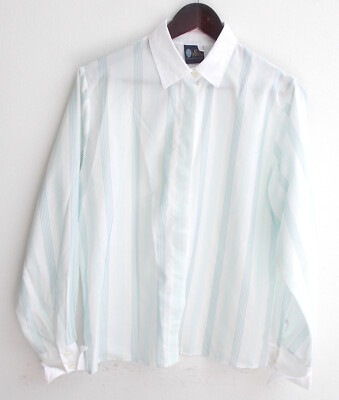 Women's blouse long sleeve white green striped size 40 by Your Sixth Sense