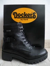 Dockers Boots Ankle Boots Black Leather 45DD201 NEW