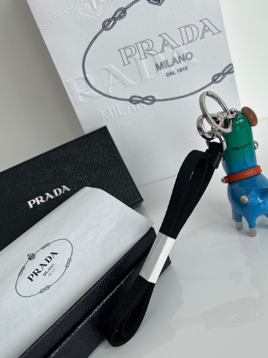 Prada Keychain Dog Motif Robot Charm Animal Keyring with