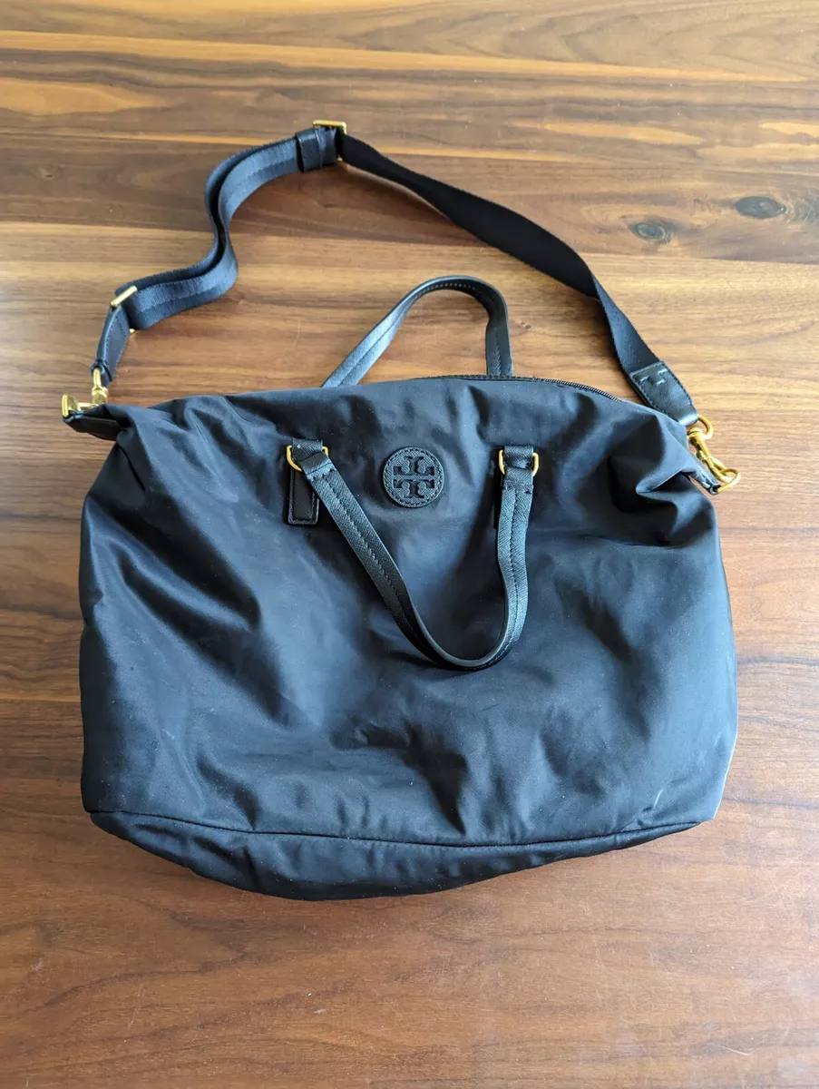 TORY BURCH Tilda Women s Black Nylon Slouchy Satchel Shoulder Bag EUC 278