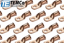 25 Lot 1/0 5/16" Hole Ring Terminal Lug Bare Copper Uninsulated AWG Gauge