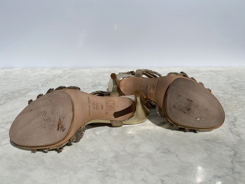 Antonio Melani Marnee Heel Jewel Gold Rhinestone Sandals 8M - Picture 15 of 15