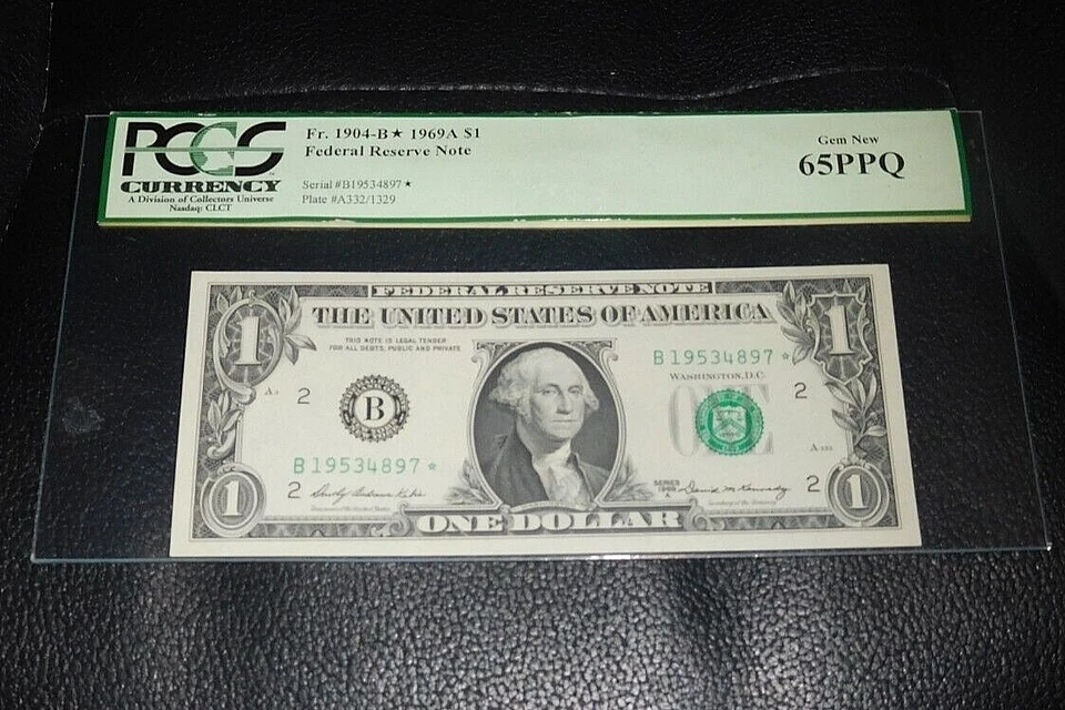 B 19534897* Fancy Serial # 1969 A PCGS 65PPQ 1953 Year Star  $1 Note Loose label - Image 2 of 4