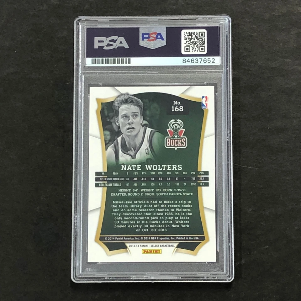 2013-14 Panini Select #168 Nate Wolters Signed Card AUTO PSA/DNA Slabbed RC Buck - Image 2 of 2