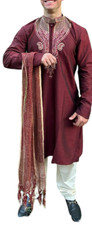 Burgundy Men Shawl Dupatta Match Sherwani Kurta Dupatta only