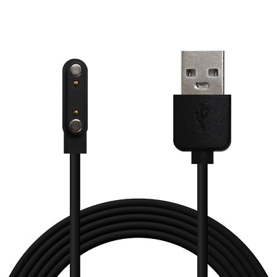 Magnetic USB Charging Cable for Smartwatch - 2 Pins, 7.62mm, Black