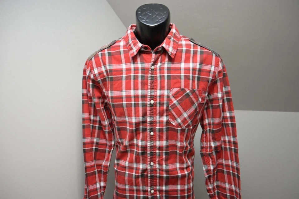 Camisa a Cuadros Buffalo David Bitton Western Pearl Broches Ajustada Elastizada Para Hombres Mediana Foto 3 de 4