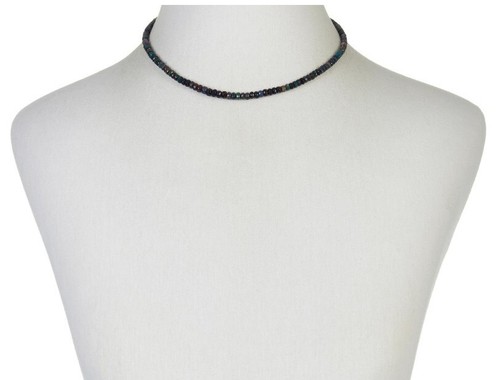 Colleen Lopez 18" Ethiopian Black Opal Necklace w/ Black Diamond Clasp - Picture 3 of 3