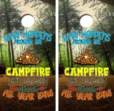 Around The Campfire Cornhole Board Wrap LAMINATED Decal Vinyl Sticker 4481