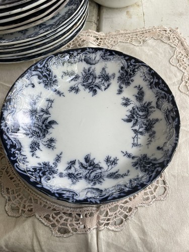 Antique Staffordshire Baker Flow Blue Soup Bowls - Picture 2 of 7