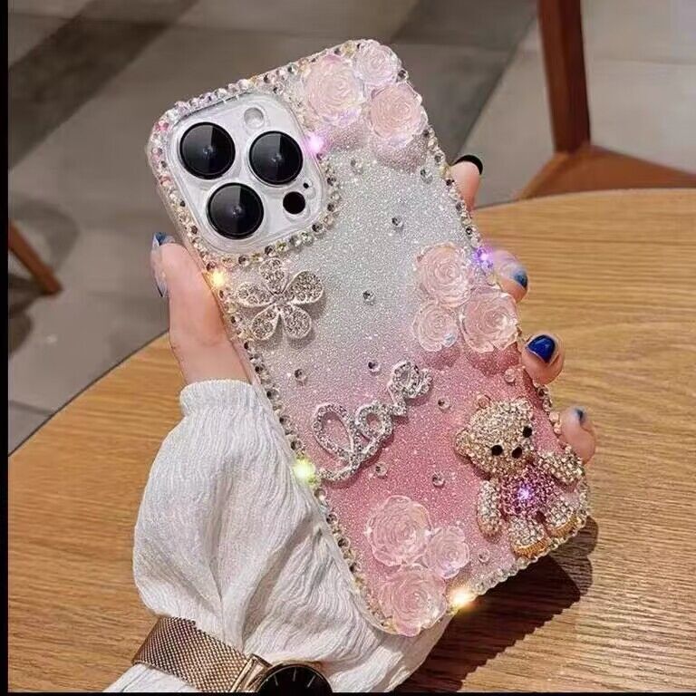 For iPhone 16 Pro Max 15 14 13 12 11 X Bling Glitter Cute Case