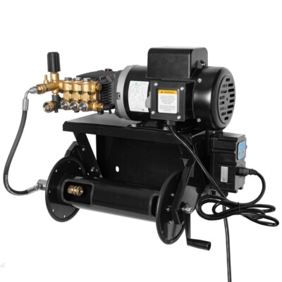 Canpump Pressure Washer: Wall-Mount w/ Hose Reel, 2 hp, 115 V, Total Stop System