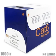 1000FT CAT6 Network LAN Ethernet UTP Cable Solid Bulk Wire No Spline CMP White
