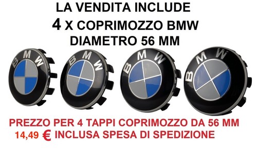 4 coprimozzo tappi 56mm compatibile bmw logo serie 1 2 3 4 5 6 7 x1 x3 x5 x2 x4 - Foto 3 di 7