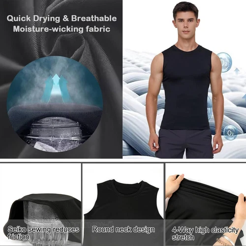 Gilet dimagranti uomo sport abbigliamento attivo top shapewear camicia compressione body shaper - Foto 4 di 36