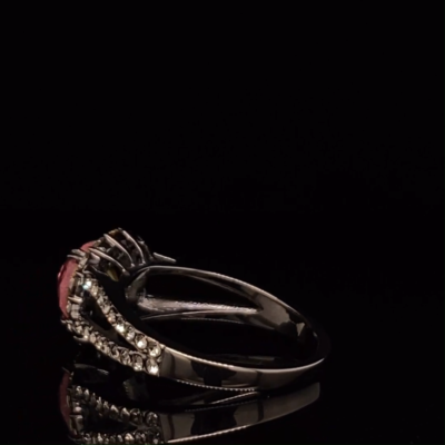 Light Black Stainless Steel Ct Light Rose Crystal Halo